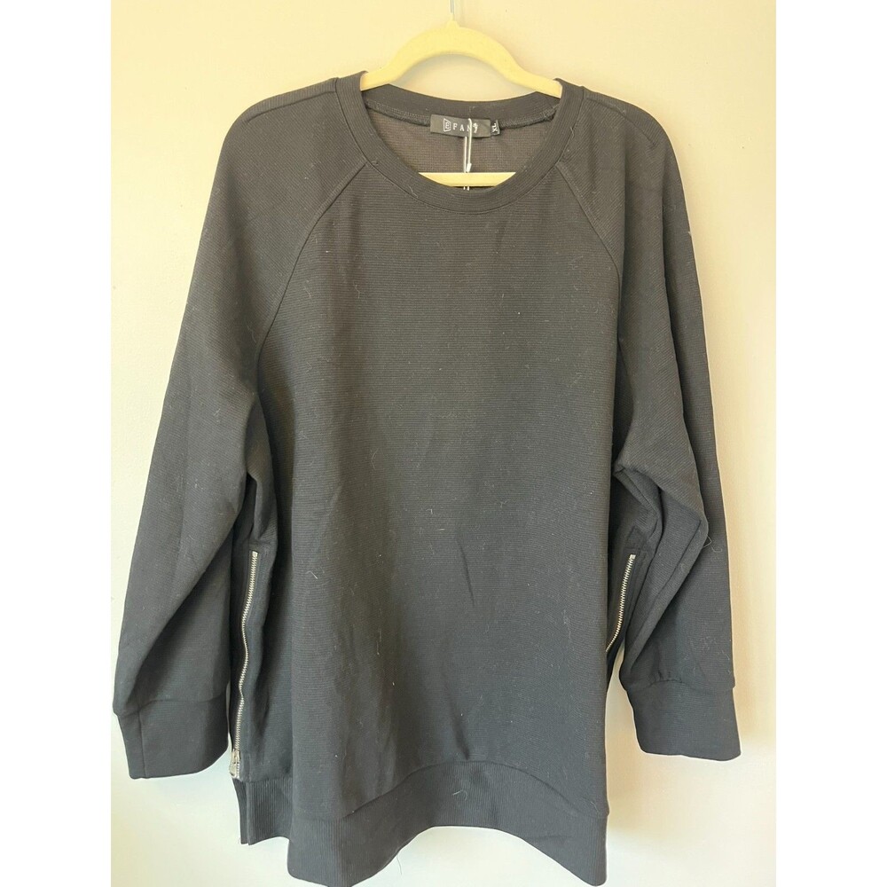 EFAN Long Sleeve Dress Shirt Women’s XL Black Zip Detail Top NWT